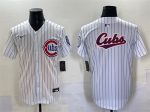 Chicago Cubs Team Big Logo White Pinstripe 2nd Alternate Limited Stitched Jersey