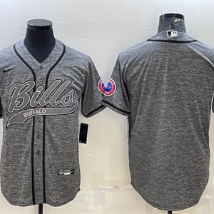 Buffalo Bills Blank Gray With Patch Cool Base Stitched Baseball Jersey