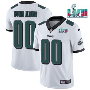 Philadelphia Eagles Custom White Super Bowl LVII Patch Vapor Untouchable Limited Stitched Jersey