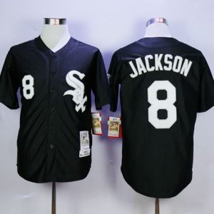 Mitchell And Ness White Sox #8 Bo Jackson Stitched Black Throwback Jersey