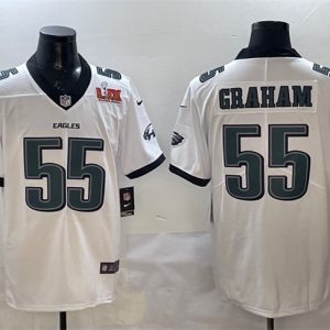 Philadelphia Eagles #55 Brandon Graham White 2025 Super Bowl LIX Patch New Vapor Untouchable Limited Stitched Jersey