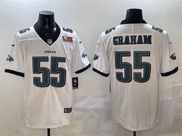 Philadelphia Eagles #55 Brandon Graham White 2025 Super Bowl LIX Patch New Vapor Untouchable Limited Stitched Jersey