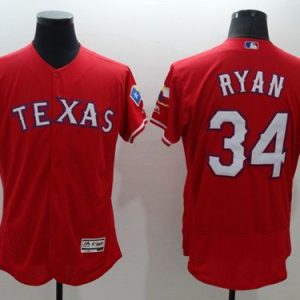 Rangers #34 Nolan Ryan Red Flexbase Authentic Collection Stitched Jersey