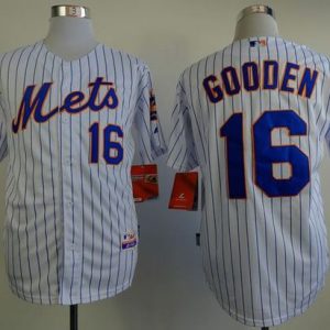 Mets #16 Dwight Gooden White(Blue Strip) Home Cool Base Stitched Jersey