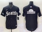 Seattle Mariners Team Big Logo Black 'Deep Sea Gothic Edition' Vapor Premier Limited Stitched Jersey