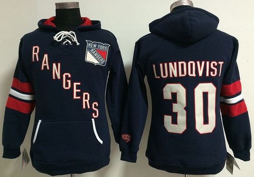 New York Rangers #30 Henrik Lundqvist Navy Blue Old Time Heidi NHL Hoodie