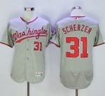 Nationals #31 Max Scherzer Grey Flexbase Authentic Collection Stitched Jersey