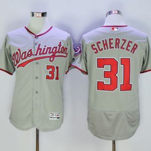 Nationals #31 Max Scherzer Grey Flexbase Authentic Collection Stitched Jersey
