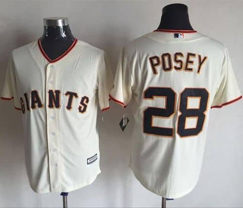 Giants #28 Buster Posey Cream New Cool Base Stitched Jersey