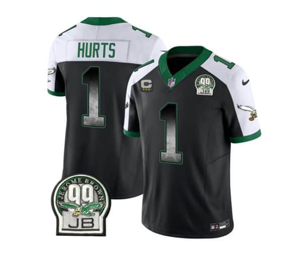 Philadelphia Eagles #1 Jalen Hurts Black White 2023 F.U.S.E. With 3-Star C Patch Throwback Vapor Untouchable Limited Stitched Jersey