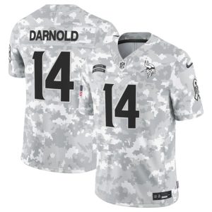 Minnesota Vikings #14 Sam Darnold Arctic Camo 2024 F.U.S.E. Salute To Service Limited Stitched Jersey