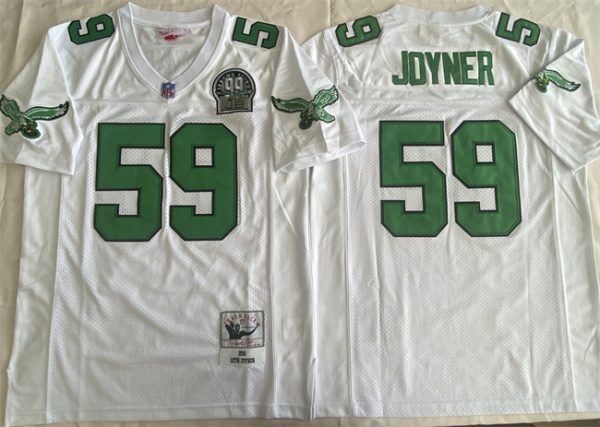 Philadelphia Eagles #59 Seth Joyner White Throwback Stitched Jersey