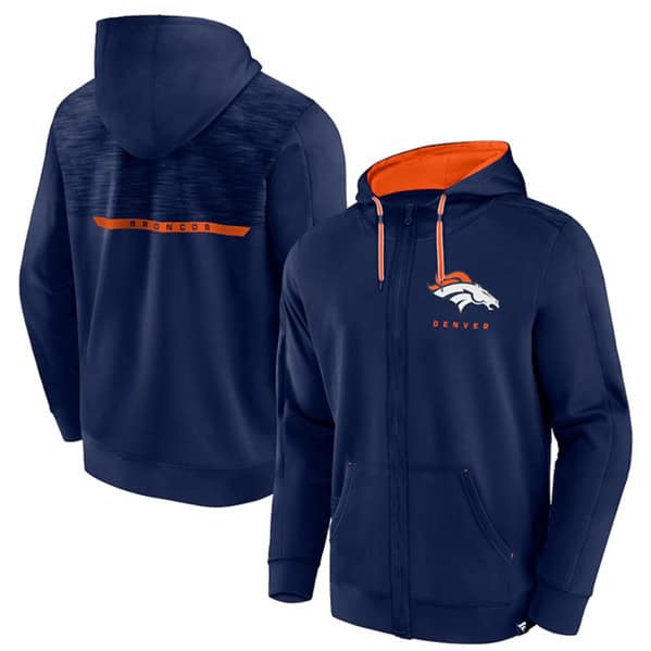 Denver Broncos Navy Defender Evo Full-Zip Hoodie
