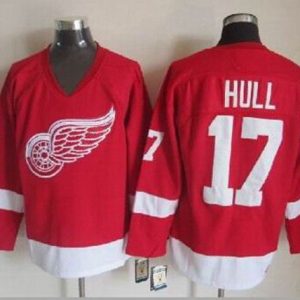 Red Wings #17 Brett Hull Red CCM Throwback Stitched Jersey