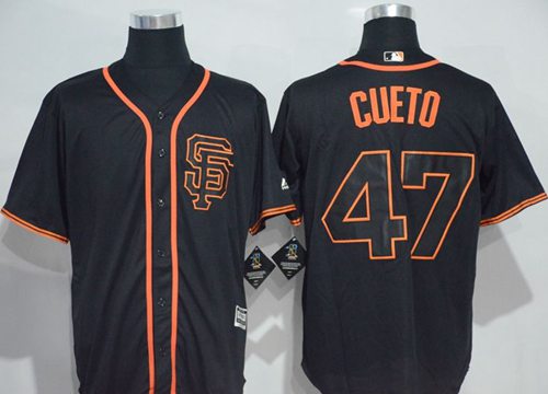 Giants #47 Johnny Cueto Black New Cool Base Alternate Stitched Jersey
