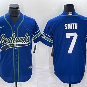Seattle Seahawks #7 Geno Smith Royal Throwback Cool Base Stitched Jersey