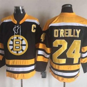 Bruins #24 Terry O'Reilly Black Yellow CCM Throwback New Stitched Jersey