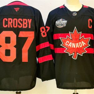 Canada #87 Sidney Crosby Black 2025 4 Nations Face-Off Premium With C Patch Stitched Jersey