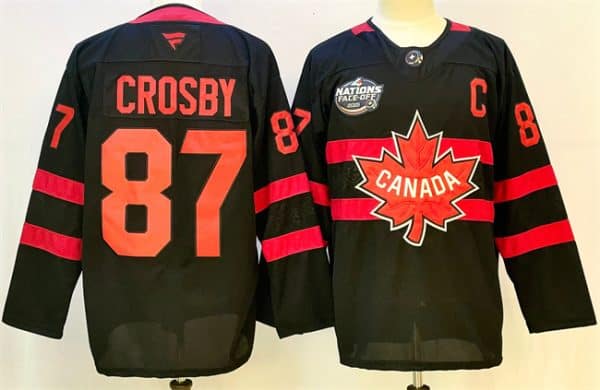 Canada #87 Sidney Crosby Black 2025 4 Nations Face-Off Premium With C Patch Stitched Jersey
