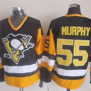 Penguins #55 Larry Murphy Black CCM Throwback Stitched Jersey