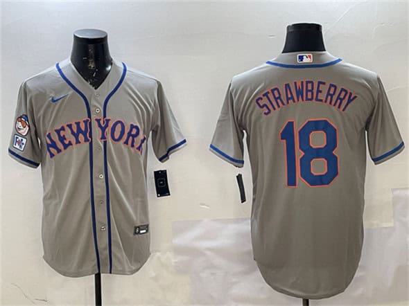 New York Mets #18 Darryl Strawberry Gray 2025 Spring Training Cool Base Stitched Jersey