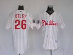 Phillies #26 Chase Utley Stitched White Red Strip Jersey
