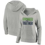 Seattle Seahawks Heather Gray Stronger Together Crossover Neck Pullover Hoodie(Run Small)