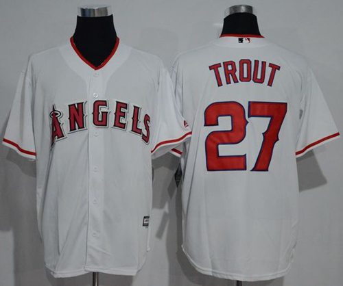 Angels Of Anaheim #27 Mike Trout White New Cool Base Stitched Jersey