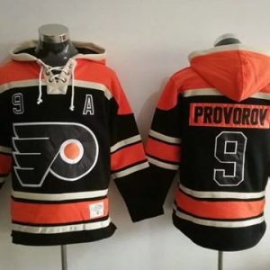 Flyers #9 Ivan Provorov Black Sawyer Hooded Sweatshirt Stitched Jersey