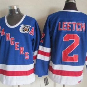 Rangers #2 Brian Leetch Blue CCM 75TH Stitched Jersey
