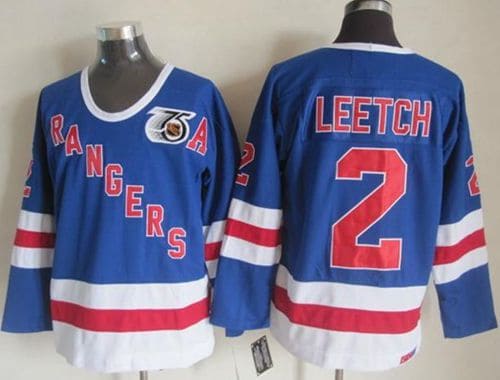 Rangers #2 Brian Leetch Blue CCM 75TH Stitched Jersey