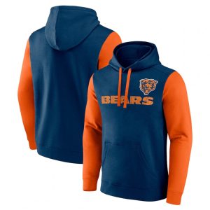 Chicago Bears Navy Orange Fleece Pullover Hoodie