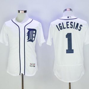 Tigers #1 Jose Iglesias White Flexbase Authentic Collection Stitched Jersey