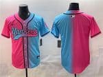 New York Yankees Blank Pink Blue Limited Stitched Jersey