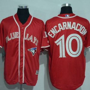 Blue Jays #10 Edwin Encarnacion Red New Cool Base Canada Day Stitched Jersey