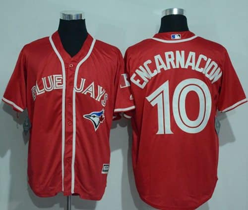 Blue Jays #10 Edwin Encarnacion Red New Cool Base Canada Day Stitched Jersey