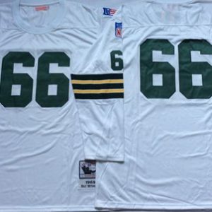 Mitchell And Ness 1969 Packers #66 Ray Nitschke White Throwback Stitched Jersey