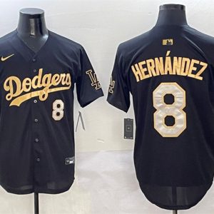 Los Angeles Dodgers #8 Enrique Hernandez Black Gold Limited Stitched Jersey