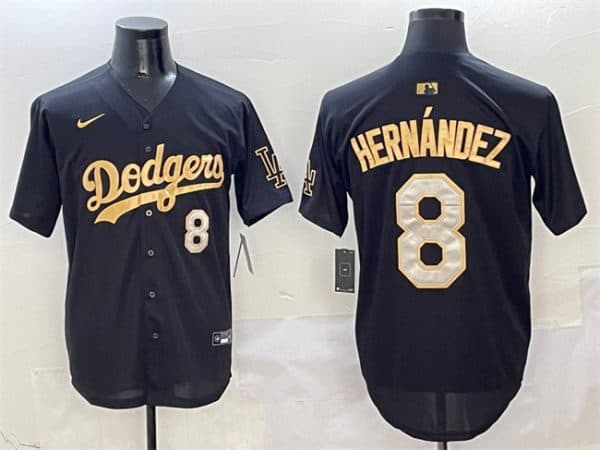 Los Angeles Dodgers #8 Enrique Hernandez Black Gold Limited Stitched Jersey