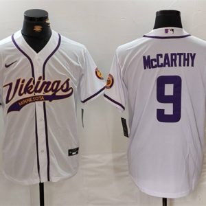 Minnesota Vikings #9 J.J. McCarthy White Cool Base Stitched Jersey