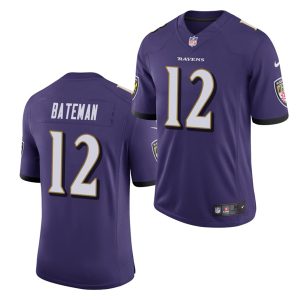 Baltimore Ravens #12 Rashod Bateman Purple 2021 Vapor Untouchable Limited Stitched Jersey