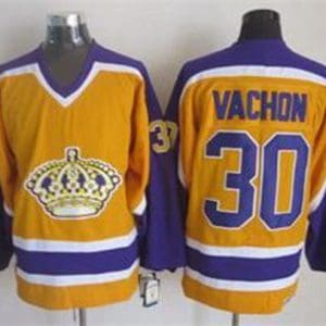 Kings #30 Rogie Vachon Yellow CCM Throwback Stitched Jersey