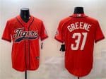 Detroit Tigers #31 Riley Greene Orange With Patch Cool Base Stitched Jersey