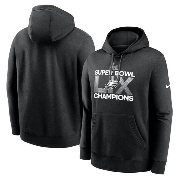 Philadelphia Eagles Black 2025 Super Bowl LIX Champions Supplemental Pullover Hoodie