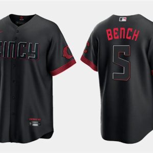 Cincinnati Reds #5 Johnny Bench Black 2023 City Connect Cool Base Stitched Jersey