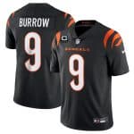 Cincinnati Bengals #9 Joe Burrow Black With 4-Star C Patch Vapor Untouchable Limited Stitched Jersey