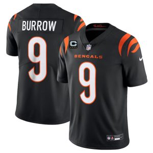Cincinnati Bengals #9 Joe Burrow Black With 4-Star C Patch Vapor Untouchable Limited Stitched Jersey