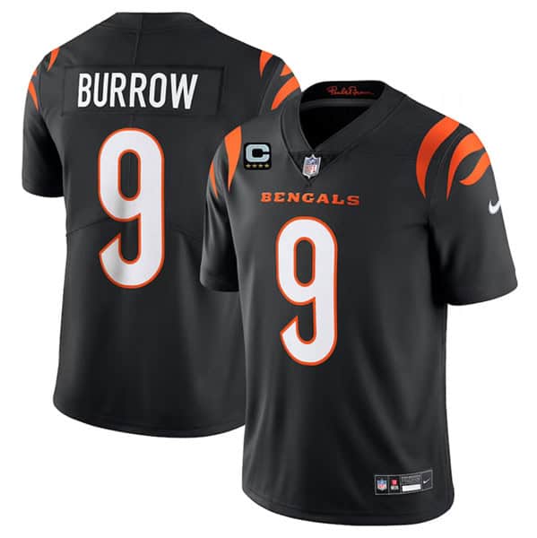 Cincinnati Bengals #9 Joe Burrow Black With 4-Star C Patch Vapor Untouchable Limited Stitched Jersey