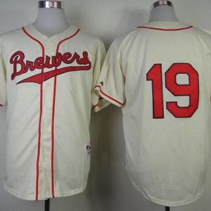 Brewers #19 Robin Yount Cream 1948 Turn Back The Clock Stitched Jersey