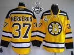 Bruins Stanley Cup Finals Patch #37 Patrice Bergeron Stitched Winter Classic Yellow Jersey